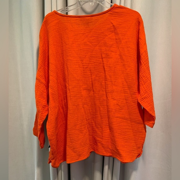 NWT Jones New York Women’s Orange Top, 3/4 Sleeve, Pull Over Scoop Neck; Size 1X - Picture 2 of 7